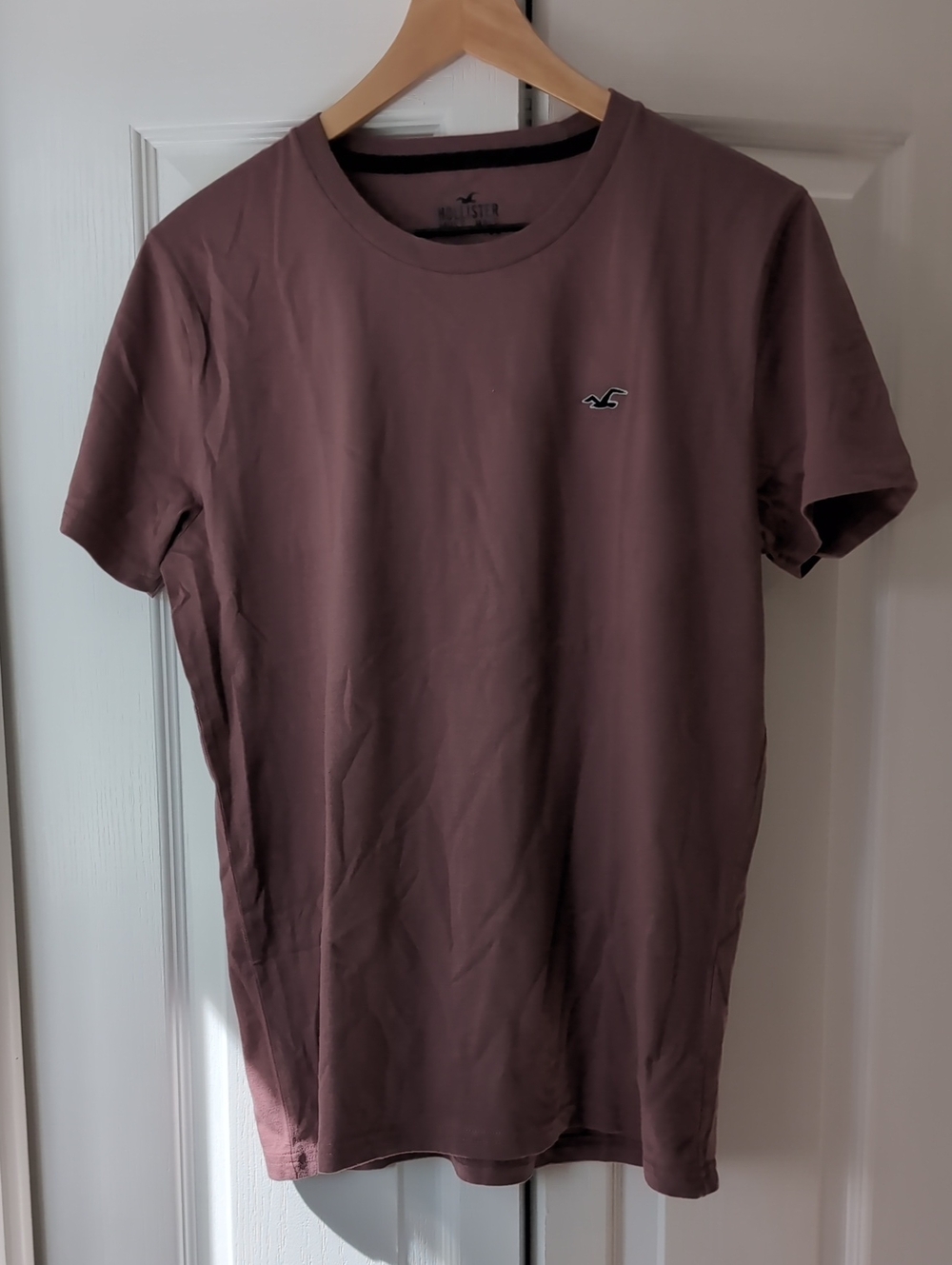 Hollister Crewneck Tee in Dusty Mauve with Seagull Logo Medium New Without Tags